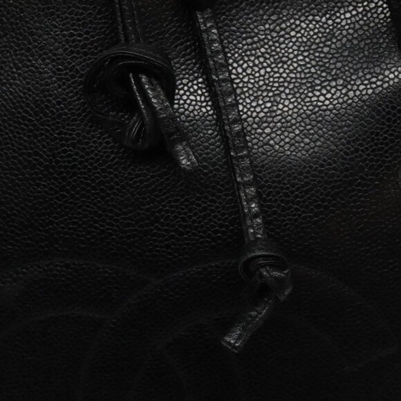 CHANEL COCO Mark Hand Bag Calf Skin Black Gold CC Auth yk17997 - Picture 11 of 14